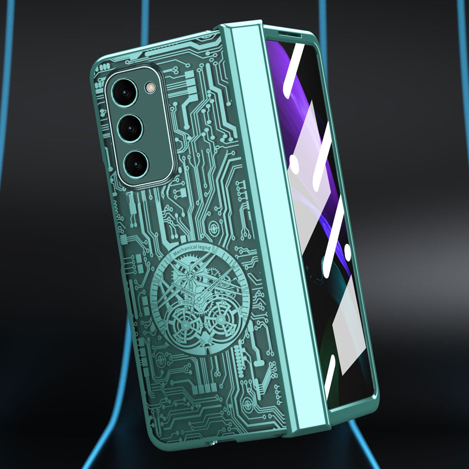 For Samsung Galaxy Z Fold2 5G Mechanical Legend Series Hinge Protection Phone Case Hard PC Electroplating Cover with Tempered Glass Film For Samsung Galaxy Z Fold2 5G Mechanical Legend Series Hinge Protection Phone Case Hard PC Electroplating Cover with Tempered Glass Film